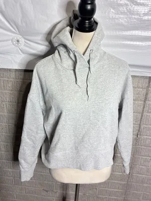 Lowrys Farm Womens Heather Gray Cotton French Terry Cropped Hoodie thumbnail 1