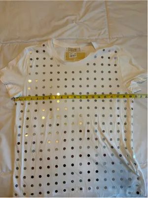 NWT Michael Kors Mirrored Disc T-Shirt Size Medium Metallic Disco Glam M2 thumbnail 7