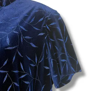 Another Thyme Blue Velvet Maxi Dress Glitter Leaf Pattern Vintage 18 Large 8 -10 thumbnail 4