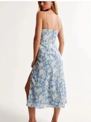 $130 Abercrombie & Fitch Blue Floral Camille Dress in XLT thumbnail 3