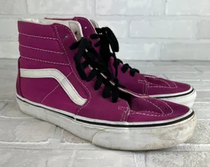 Vans Sk8-Hi Top Sneakers Pink Womens 9 Mens 7.5 Canvas Suede Lace Up Shoes 40EU‎ thumbnail 1