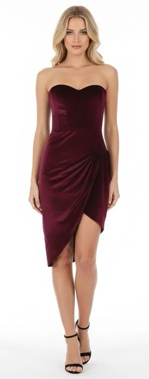 PrettyLittleThing size 10 velvet strapless dress thumbnail 1