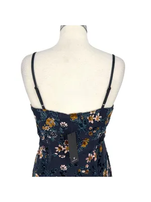 Lulus Evenings with You Floral Velvet Asymmetrical Dress Blue Floral Medium NWT thumbnail 9