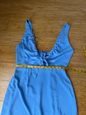 Abercrombie Cinched Neck Slip Midi Dress Blue M Petite thumbnail 7