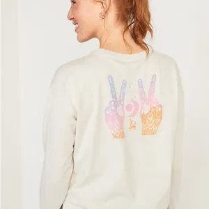 Old Navy Peace In Peace Out Loose Vintage Graphic Long Sleeve thumbnail 2