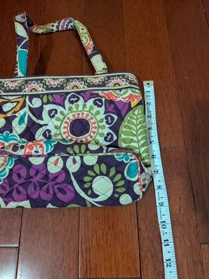 Vera Bradley Purple Green Multicolor Floral Quilted Shoulder Tote Bag thumbnail 5