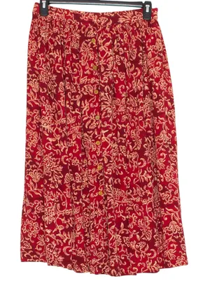 Vintage Maxi Skirt Floral Button Cottage Boho Prairie 90s Festival Red Large thumbnail 1