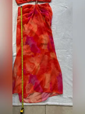 Hello Molly Golden Hour Drinks Midi Dress Orange Size 2 XS Cutout Chain Back thumbnail 8