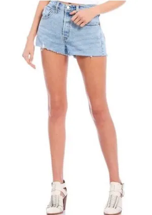 Levi's 501 button fly cotton denim raw hem shorts high rise 32 thumbnail 5