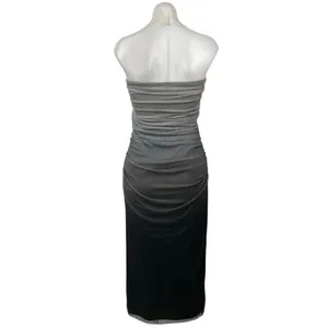 Zara Gray Black Ombre Strapless Tube Bandeau Sleeveless Drape Midi Dress Size L thumbnail 3