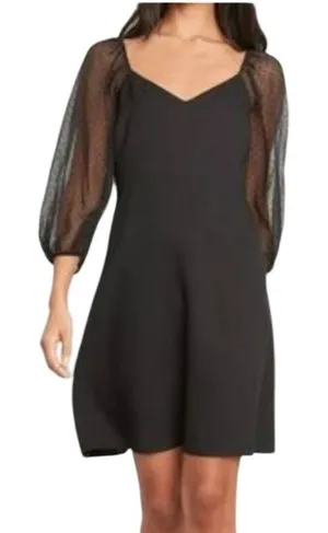 Banana Republic‎ 15Y NWT Black Sheer Dot Mesh Balloon Sleeve Mini Dress XL thumbnail 1