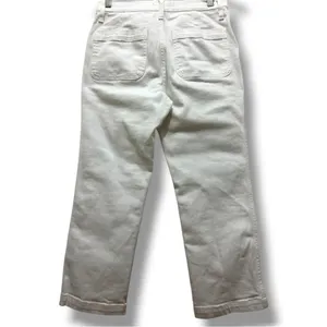 454 J.Crew | EUC White High-Rise Utility Straight Leg Crop Jeans (Size 27P) thumbnail 5