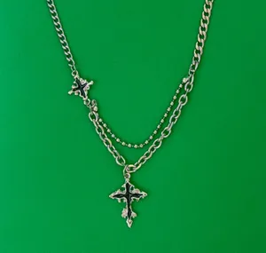 Cross Pendant Necklace for Men Women Streetwear Hip Hop Unisex Necklace thumbnail 1