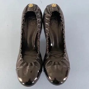 Tory Burch Abbey 2 Mid Heel Black Leather‎ Cap Toe Block Heel Pumps thumbnail 6