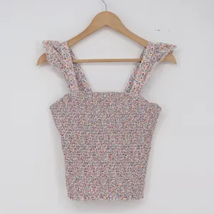 Old Navy Tank Top Women S Smocked Ruffle Strap Multicolor Floral Excellent thumbnail 2