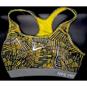 Nike Pro Dri-FIT Sports Bra Womens Yellow Racerback Medium Support Workout M D77 thumbnail 2