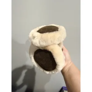 UGG Earmuffs Sheepskin‎ Wool Foldable Winter Earflaps Mens Womens Buckle Brown L thumbnail 7