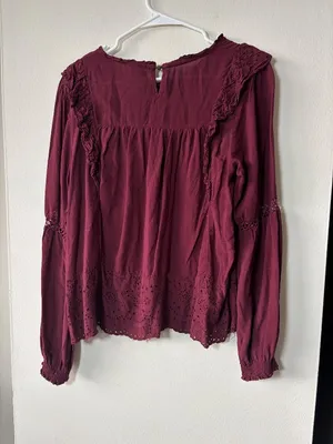 Knox Rose Burgundy Long Sleeve Top - Size Large thumbnail 2