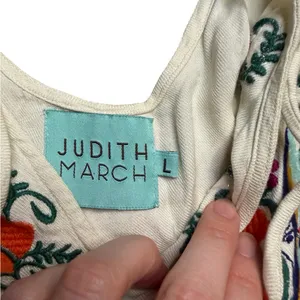 🌸✨ Judith March‎ Cream Embroidered Boho Top L ✨🌸 thumbnail 4
