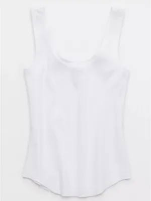 AE Aerie Ribbed Scoop Neck Tank Top American Eagle NWT White Medium thumbnail 5