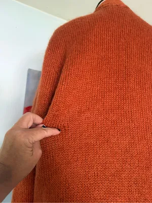 Vintage 80's Sai Sai Cardigan Women's Mohair Sweater Orange Floral L Large Lined thumbnail 5