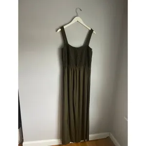 Olive Green‎ West Kei Ruched Tank Wide leg jumpsuit Tall Modern Vacation Resort thumbnail 4