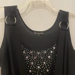 Hailey Kelly Fashion black tank top with silver studs Y2k fashion vintage thumbnail 3