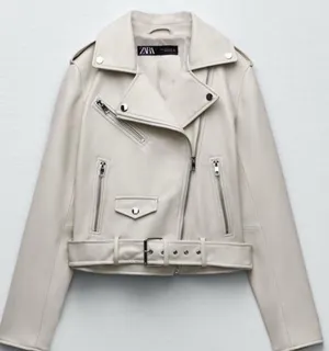 Zara cream faux leather moto jacket thumbnail 4