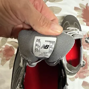 New Balance Gray and Red Athletic Shoes thumbnail 7