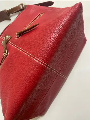 Dooney & Bourke Red Pebbled Mary Leather Shoulder Bag with Tan Strap thumbnail 12