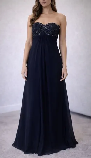 Tadashi Collection Beaded Chiffon Strapless Gown thumbnail 1