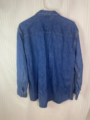 Vintage BillBlass Jeans Denim Button Up Shirt XL Bluebird Applique Long Sleeve thumbnail 4