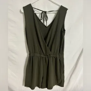 Zara Tie-Back‎ Army Green Romper Size XS thumbnail 3