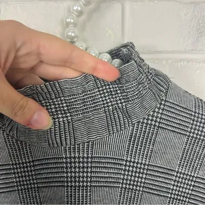 Zara Houndstooth Herringbone Knit Long Sleeve Top Size M thumbnail 7
