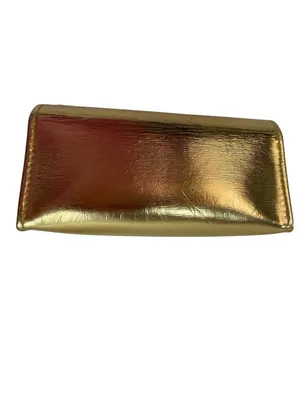 Tory Burch Gold Metallic Leather Cosmetic Case 7" X 3" Rectangular Design 2s thumbnail 11
