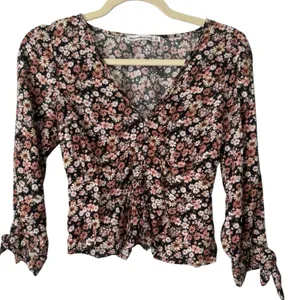 Abercrombie & Fitch Floral Tie Sleeve Peasant Blouse Size XS thumbnail 2