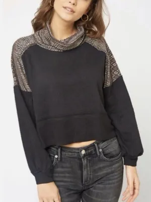We The Free People At The Lodge Sweater Cropped Cowl Neck Fair Isle Knit Size S thumbnail 1