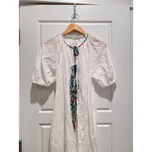 Rhode for Target NWT White Floral Tie Up Puff‎ Sleeve Cover Up Dress XS Beach thumbnail 5