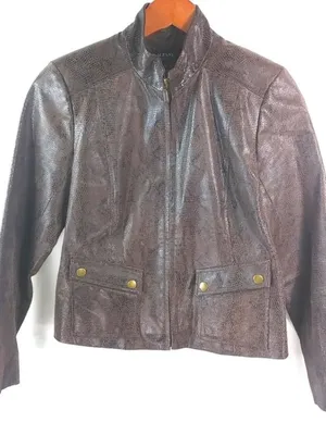 Alfani S Petite Leather Zip Jacket thumbnail 1
