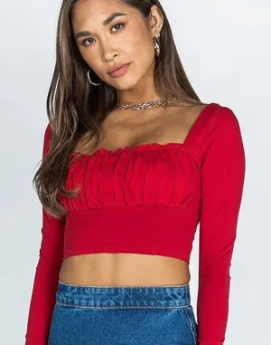 Princess Polly Tilly Long Sleeve Top in Maroon Size 10 New with tag thumbnail 1