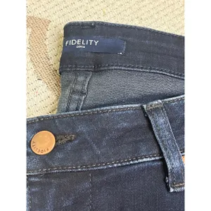 Fidelity Denim Malibu High wide crop raw hem Venetian Blue Jeans, size 31 thumbnail 14