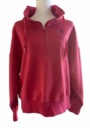 Polo Ralph Lauren Women's Pink Quarter-Zip Pullover Sweatshirt Size Large thumbnail 1