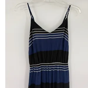 Old Navy Stripe Maxi Sundress Sz XS Coastal Preppy Boho Beach Navy Slip Minimal thumbnail 2