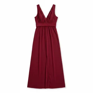 Boohoo Petite Burgundy V Neck Double Slit Maxi Dress US‎ 0 UK 4 Formal Gown Red thumbnail 2