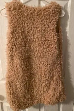 sleeveless fury vest Tan thumbnail 2