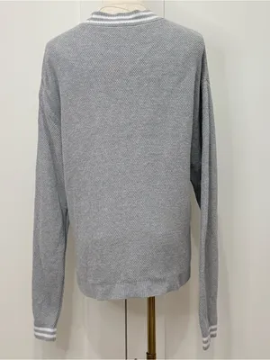 Alo Yoga Tennis Club Cardigan Sweater XS Gray Varsity Preppy Athleisure Chic thumbnail 7