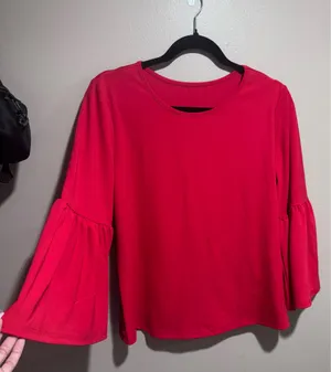 SHEIN Women’s Red Bell-Sleeve Top Small thumbnail 5