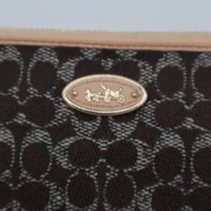 Coach Corner Zip Womens Brown Signature Canvas Inner Pockets Wristlet Wallet thumbnail 2