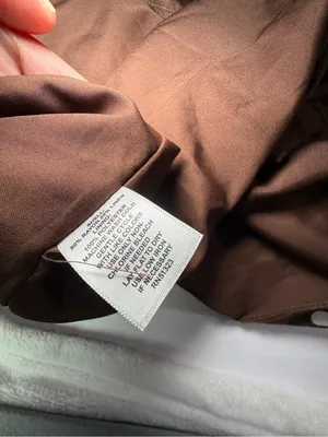 Halogen Brown Maxi Dress with White Polka Dots small flaw inside linen blend thumbnail 6