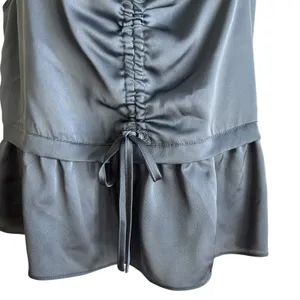 Abercrombie & Fitch Women Coquette Balletcore Cami Top Sl Blue Satin Ruched‎ thumbnail 4